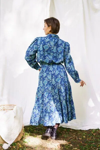 Haus of Namaste Haus of Namaste 100 % Baumwolle, blauer Handblockrock, hergestellt mit 100 % veganer Farbe, fair und nachhaltig – Produktbild 2 von 4