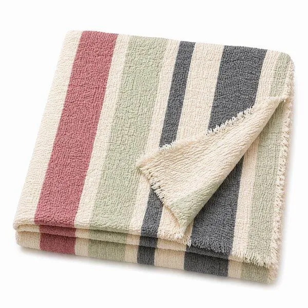 Sandiik Sandiik Musselin-Tagesdecke „Pastell Stripe – 200 x 230 cm aus Bio-Baumwolle, Pastellgrün, – Produktbild 1 von 3