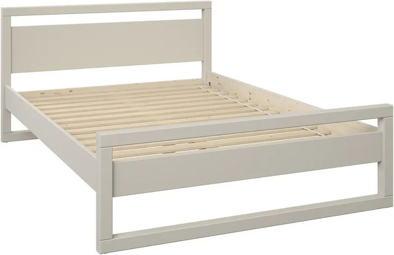 OTTO home Massivholzbett Wellow, Kaschmir-Beige, Kiefer, inklusive Lattenrost, Kufen (Liegefläche 140x200 cm), nordisch-modern, bis 180 kg belastbar, FSC® & Made in Europe, Beige, – Produktbild 2 von 5