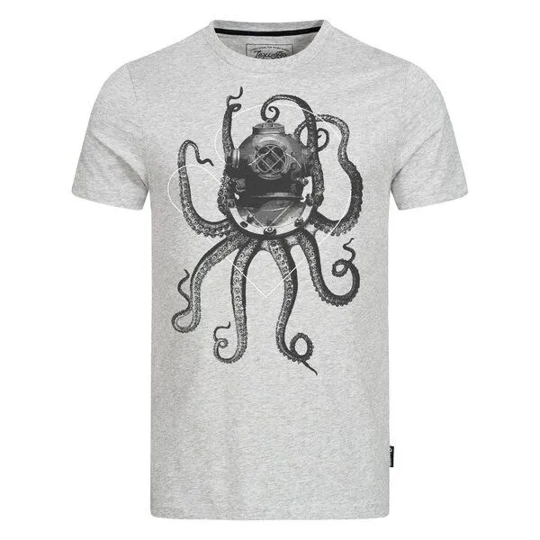 Lexi&Bö Lexi&Bö Nautical Octopus Herren T-Shirt, Grau melange (grau), – Produktbild 1 von 2