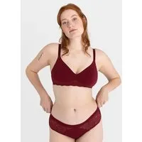 erlich textil erlich textil Elisabeth bügelloser BH mit Spitze aus Bio-Baumwolle, made in Europe, Weinrot, – Produktbild 2 von 6