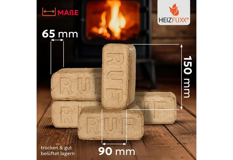 HEIZFUXX Holzbriketts RUF Red Holzbriketts Hartholz, 300 kg, (Palette, 30-St) – Produktbild 4 von 5