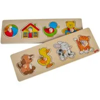 Goki goki Steckpuzzle Spielzeug und Tiere aus Holz 2er Set Maße 29,8 x 0,8 x 9,6 cm – Produktbild 1 von 1
