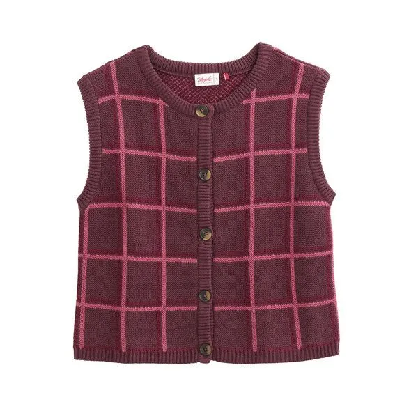 People Wear Organic People Wear Organic Jacquardstrick Pullunder, rot kariert, Red, – Produktbild 1 von 4
