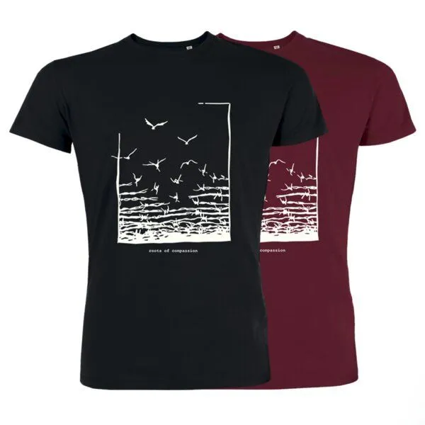 roots of compassion roots of compassion Freedom Vögel Shirt bio & fair & vegan - gerader Schnitt - Vogel, Freiheit, Frieden, Tiere, Schwarz, – Produktbild 2 von 4