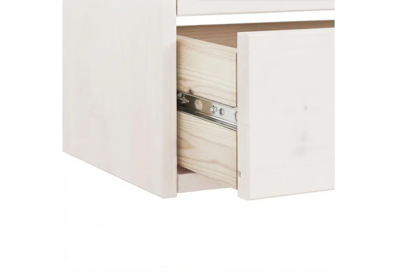 Home affaire Hängeregal Oslo, 75 cm breit, aus massiver Kiefer, 1 breite Schublade, Metallgriffe, Weiß, – Produktbild 5 von 5