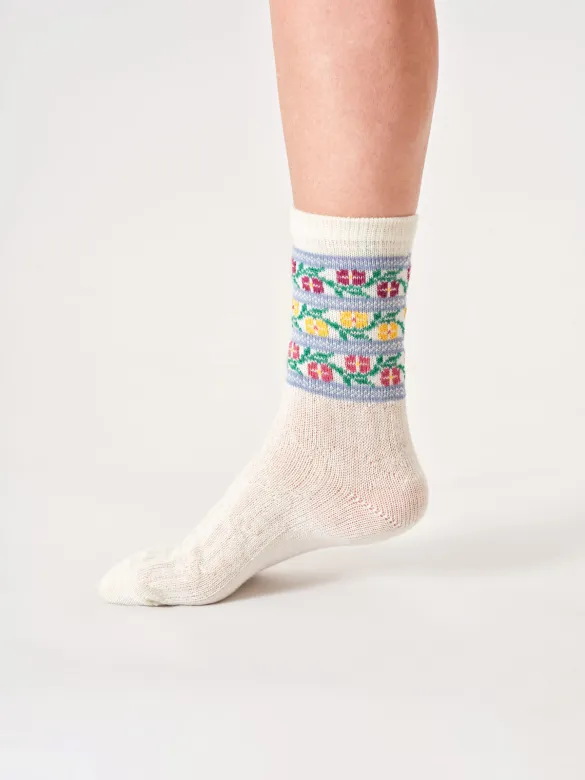 Thought Wollsocken Modell: Floral Fair Isle, Stone white, – Produktbild 1 von 1
