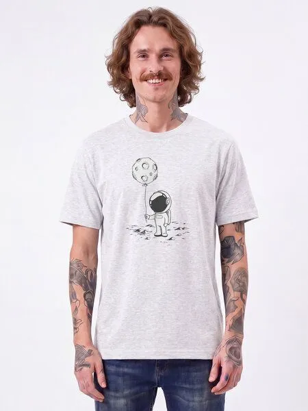 watapparel watapparel T-Shirt Unisex Kleiner Astronaut mit Luftballon, Cool heather grey, – Produktbild 2 von 2
