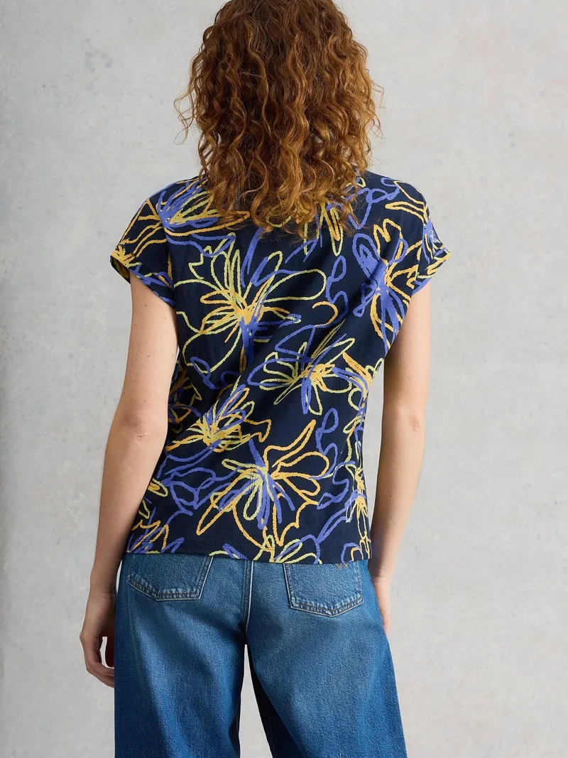 White Stuff T-Shirt Nelly mit Keilausschnitt - 50, Marine print, – Produktbild 4 von 4