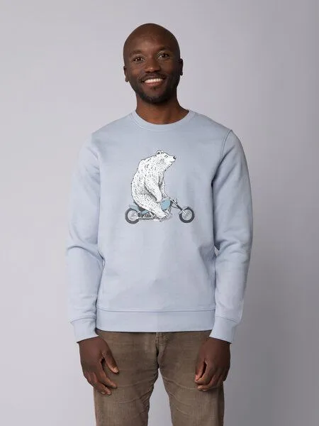 watapparel watapparel Sweatshirt Unisex Bär auf Bike, Serene blue, – Produktbild 2 von 4