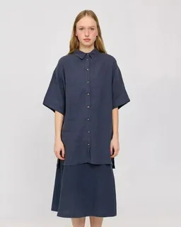 Mazine Mazine Kurzarm Hemdblusenkleid aus 100% Leinen – Produktbild 1 von 1