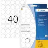 Herma HERMA Permanenter Klebstoff - weiß - 19 mm rund 1280 Etikett(en) (32 Bogen x 40) – Produktbild 2 von 2