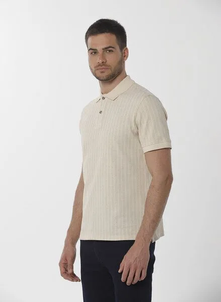 ORGANICATION ORGANICATION Poloshirt aus Bio-Baumwolle mit Allover-Print, Natur(beige), – Produktbild 3 von 4
