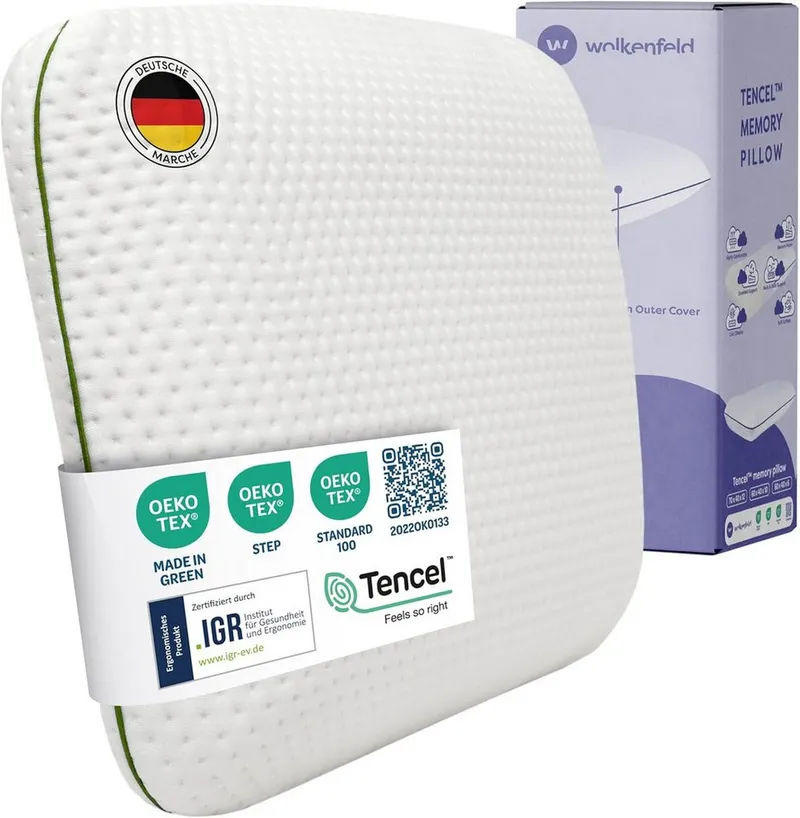 Wolkenfeld Babykissen Eron Kinderkissen, Weiches und Atmungsaktives Kinderkopfkissen - Natürliches Memory Foam, Weiß, – Produktbild 2 von 8