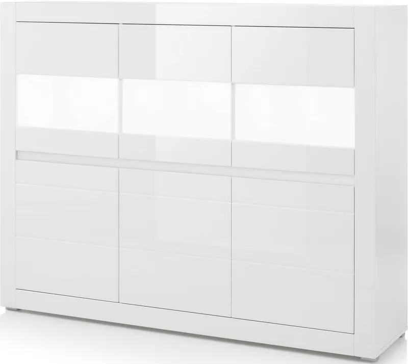 Home affaire Highboard Carat, Breite 164 cm, Blende in weiß und betonfarben im Lieferumfang, Weiß, – Produktbild 1 von 5