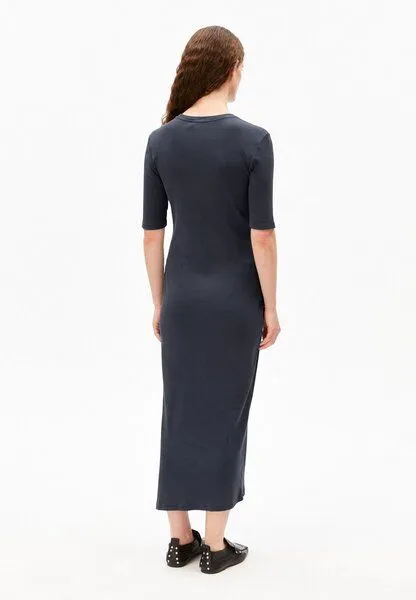 ARMEDANGELS ARMEDANGELS SEHAARAA GMT DYE Damen Ripp-Jerseykleid aus Bio-Baumwoll Mix, Tinted navy, – Produktbild 2 von 3