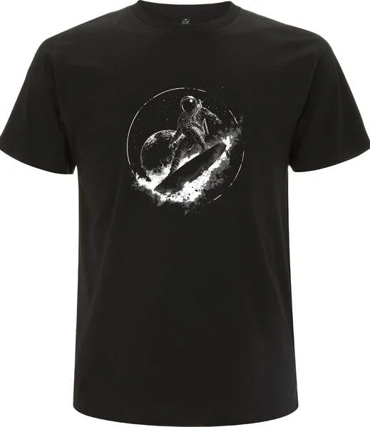 Spreecult Spreecult Surfing Astronaut- - Bio und Fair - Männer Unisex T-Shirt - Sternenhimmel, Schwarz, – Produktbild 2 von 2