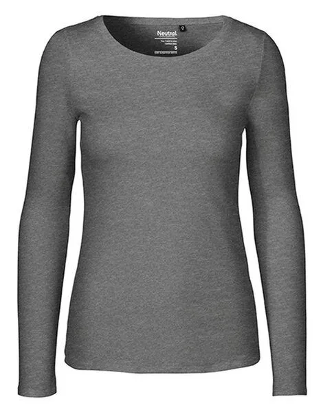 Neutral Neutral® Damen Langarm T-Shirt Bio Baumwolle Modern Fit Körpernah geschnitten, Dunkelgrau meliert, – Produktbild 1 von 3