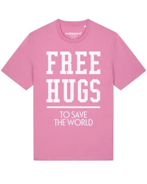 watapparel watapparel T-Shirt Unisex Free hugs to save the world, Bubble pink, – Produktbild 1 von 3