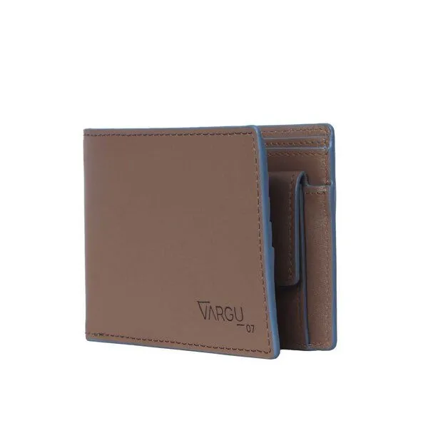 Vargu Vargu Echtleder Geldbörse TERO 1, Taupe - sky blue, – Produktbild 2 von 4