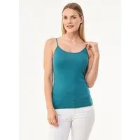 ORGANICATION ORGANICATION Spaghettiträger-Top aus TENCEL Lyocell und Bio-Baumwolle, Grün(petrol green), – Produktbild 1 von 1
