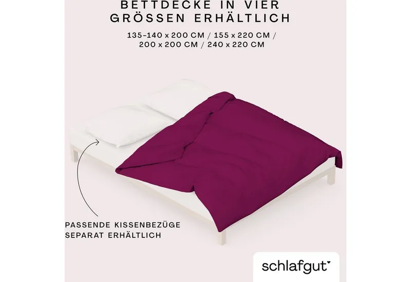 Schlafgut Schlafgut Bettbezug Premium Bettbezug Knitted Jersey (1 St), (1 St), Ton-in-Ton Reißverschluss, Bio-Baumwolle mit Elasthan, Uni, OEKO Tex, Lila, – Produktbild 4 von 5