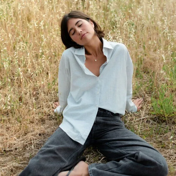 NORDLICHT NORDLICHT Gestreifte Bluse Mieke, Hellblau, – Produktbild 1 von 4