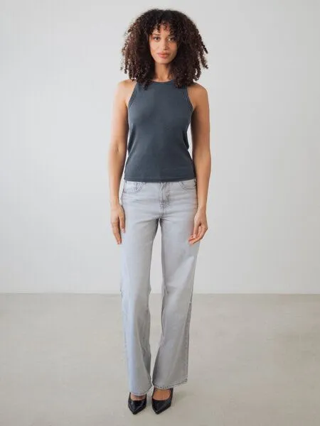 Honest Basics Honest Basics Damen Geripptes Racer-Top aus Bio- und recycelter Baumwolle, Indigo, – Produktbild 3 von 4