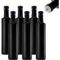mikken mikken Ölflaschen 500 ml mit Ausgießer matt schwarz runde Dosierflasche 0,5 L mit Etiketten – Produktbild 1 von 1