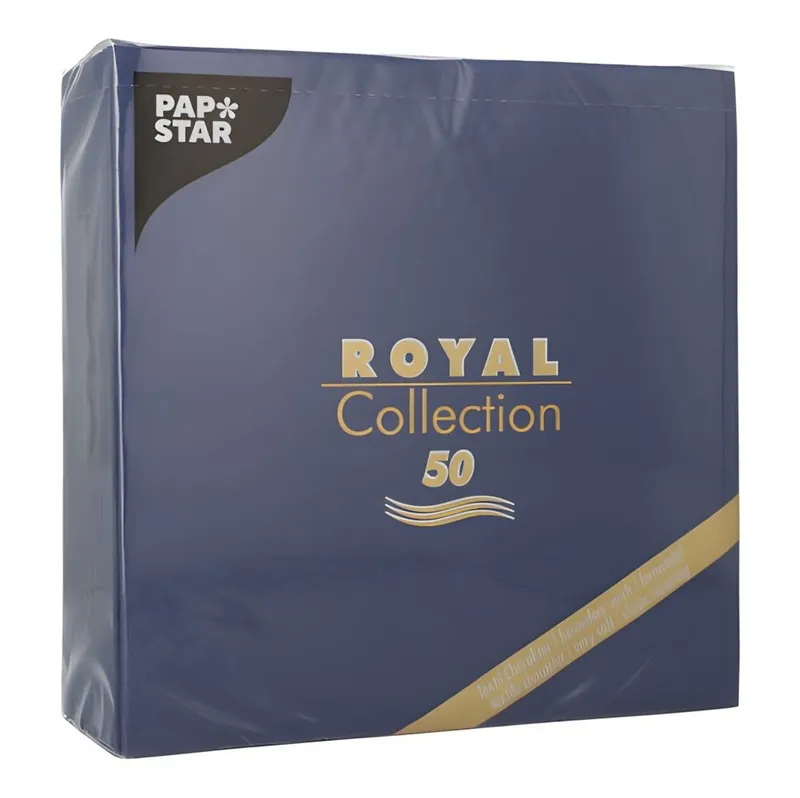 PAPSTAR PAPSTAR Papierserviette Servietten ROYAL Collection 1/4-Falz 40 cm x 40 cm dunkelblau 50 Stk, Blau, – Produktbild 1 von 4