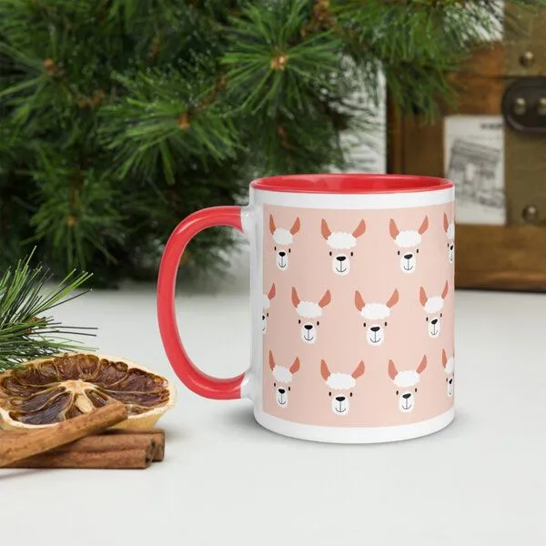 PepMelon PepMelon Lama Tasse mit Farbe innen, Be Llamazing, lustige Lama Weihnachtstasse, Rot, – Produktbild 3 von 4