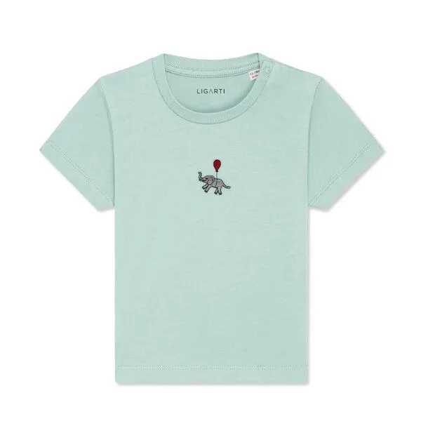 LIGARTI LIGARTI Babyshirt - Tuffi der Elefant, Türkis, – Produktbild 1 von 3