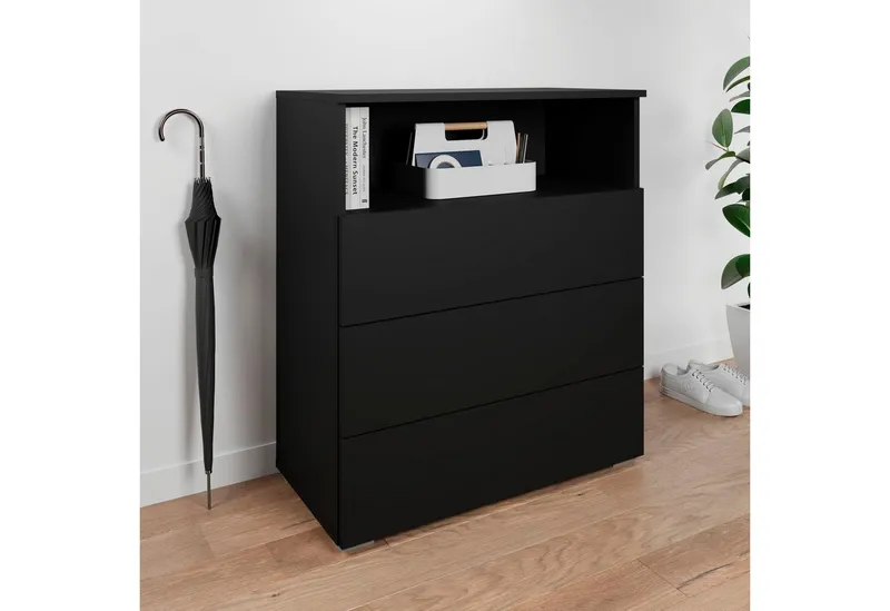OTTO home Kommode Paris, mit 3 Schubkästen (Breite 70 cm), Schwarz, – Produktbild 2 von 8