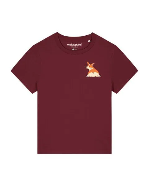 watapparel watapparel T-Shirt Frauen Corgi, Burgundy, – Produktbild 1 von 3