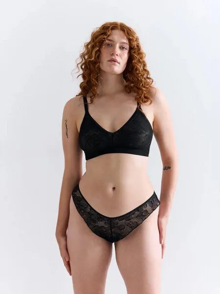 erlich textil erlich textil Sleek Lace Brazil String aus Spitze, hergestellt in der Türkei, Schwarz, – Produktbild 3 von 4