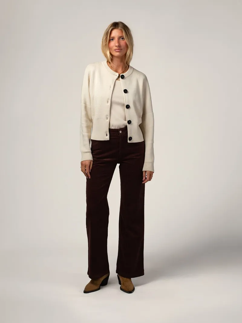 Côtelé Côtelé Damen vegan Flare Hose Schokoladenbraun, Braun, – Produktbild 1 von 2