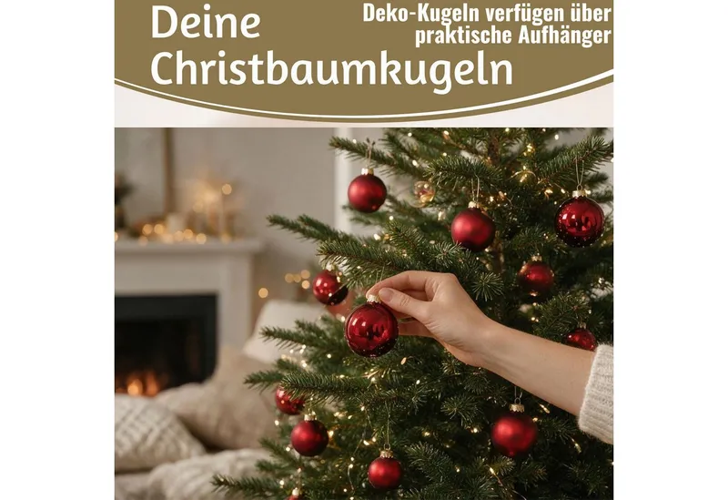 LS-LebenStil Weihnachtsbaumkugel 18-20 Design Glas Weihnachtskugeln 6cm Rot Ochsenblut Christbaum Deko (18 St), Edle Weihnachtsdeko Matt / Glänzend Weihnachtsbaumschmuck Deko Kugeln, Rot, – Produktbild 4 von 4