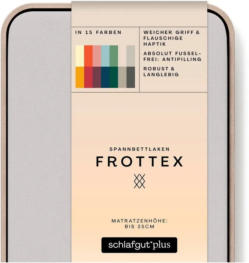 Schlafgut Schlafgut Bettlaken Frottex Spannbettlaken, Frottee, Gummizug: rundum, (1 Stück), MADE IN GREEN by OEKO-TEX®, Grau, – Produktbild 3 von 5