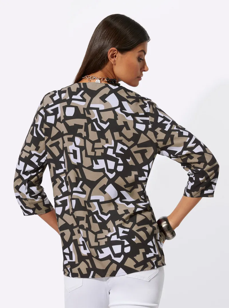 Witt Druckbluse beige-schwarz-bedruckt, Beige-schwarz-bedruckt, – Produktbild 2 von 2