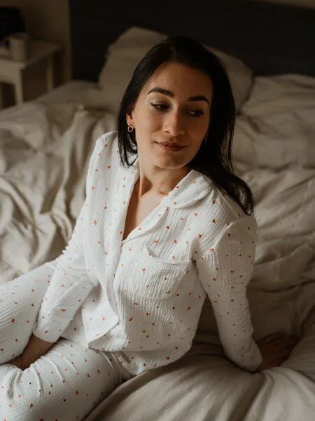 Hutch&Putch Hutch&Putch Musselin Pyjama Set 2-teilig Langarm Damen, Little love, – Produktbild 3 von 4