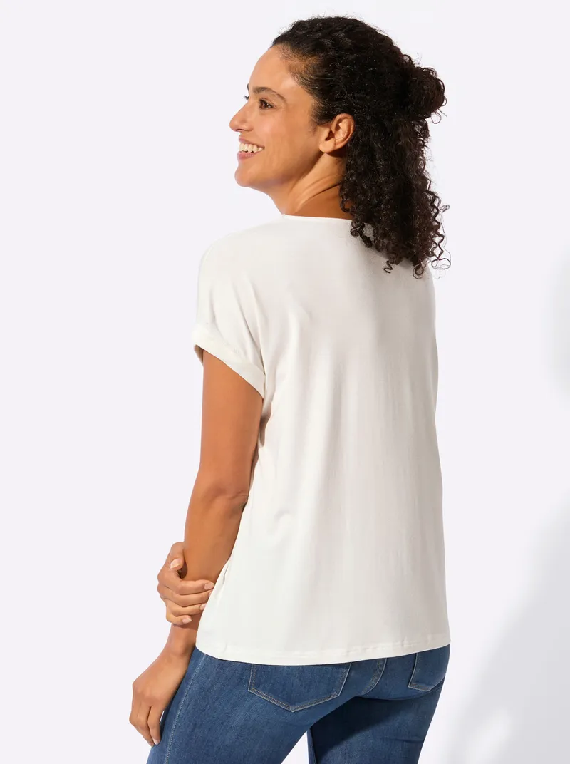Witt Rundhalsshirt ecru-eucalyptus-bedruckt, Ecru-eucalyptus-bedruckt, – Produktbild 2 von 2
