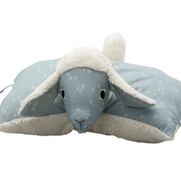 Flosinn Flosinn Kuscheltierkissen Lamm mit Teddyplüsch aus Baumwolle Personalisierbar, Hellblau, – Produktbild 1 von 4