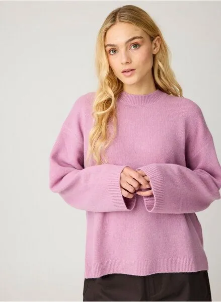 KnowledgeCotton Apparel KnowledgeCotton Apparel Rundhals-Strickpullover aus Lammwolle RWS, Rosa (orchid-haze), – Produktbild 3 von 4