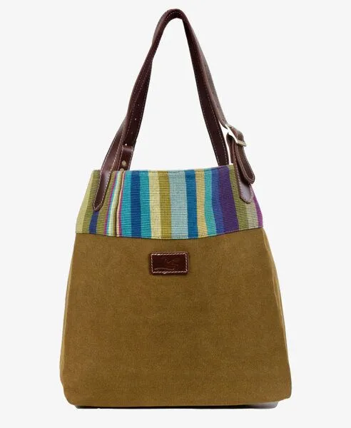 Dragolina Dragolina Shopper Miss Eve mit Webstoff der Pwo Karen, Moosgrün (hellgrün), – Produktbild 1 von 4