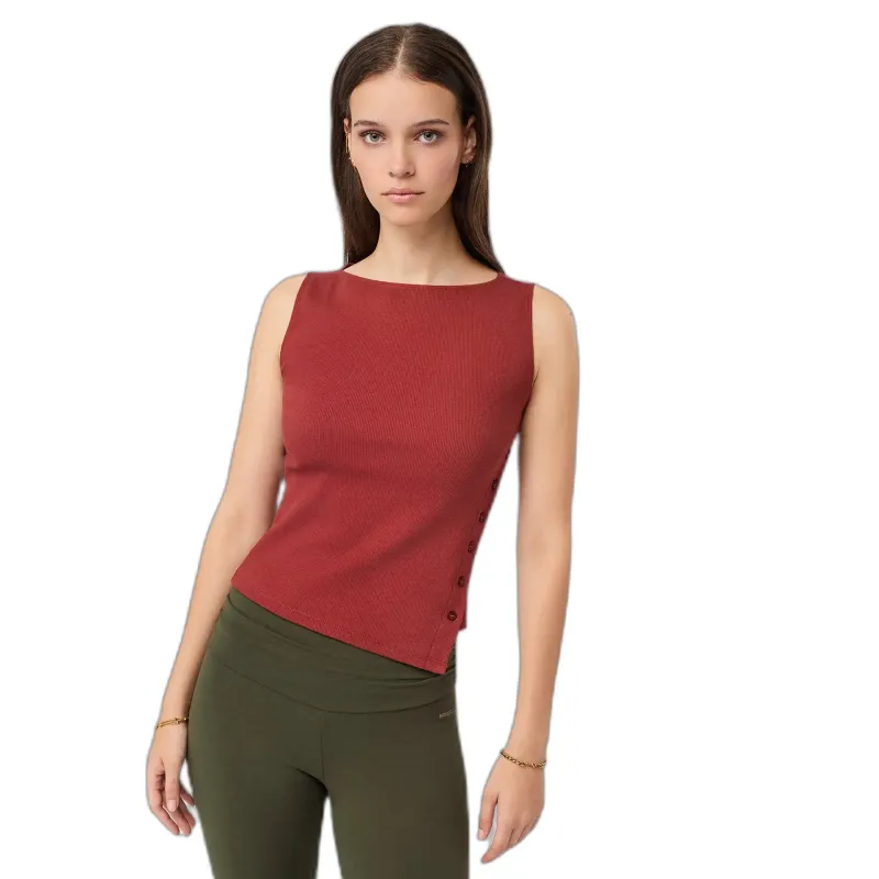 mandala Figurbetontes Tanktop mit Knopf aus Mesh für Frauen Mandala, Rouge, – Produktbild 1 von 1