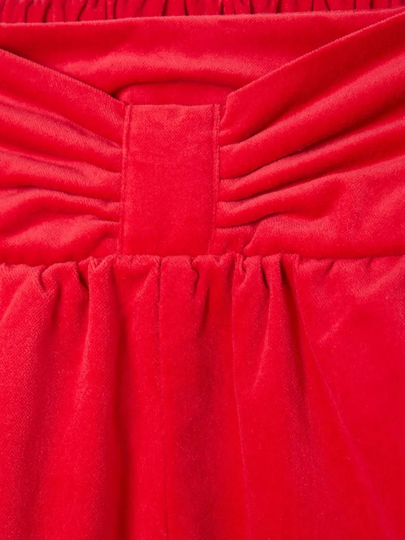 Vertbaudet Mädchen Samtshorts mit Schleife vorn, Rot, – Produktbild 3 von 3