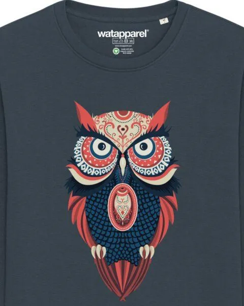 watapparel watapparel Sweatshirt Unisex Colorful Owl, India ink grey, – Produktbild 3 von 3