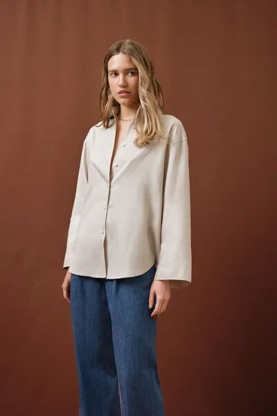 IVA RYCH IVA RYCH Klassisches Hemd mit Manschetten aus Leinen I Deadstock, Beige, – Produktbild 2 von 3