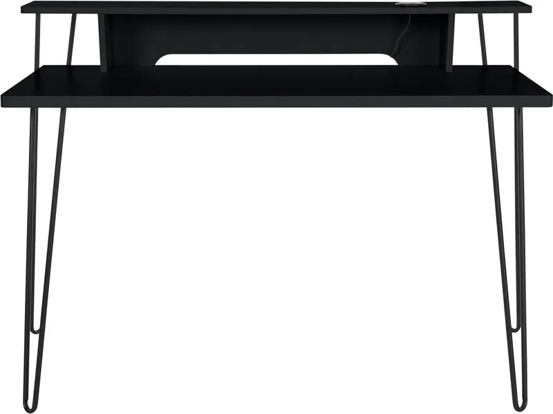 loft24 Schreibtisch Newline - Arbeitstisch Bürotisch Computertisch PC Tisch Schreibpult, mit kabelloser Ladestation und Kabeldurchführung, Breite 115 cm, Schwarz, – Produktbild 2 von 4