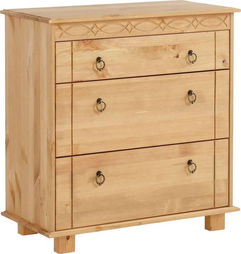 OTTO home Kommode Indra Sideboard (B/T/H: 74/35/75 cm), 75 cm breit, aus massiver Kiefer, FSC®-zertifiziert, Beige, – Produktbild 2 von 5